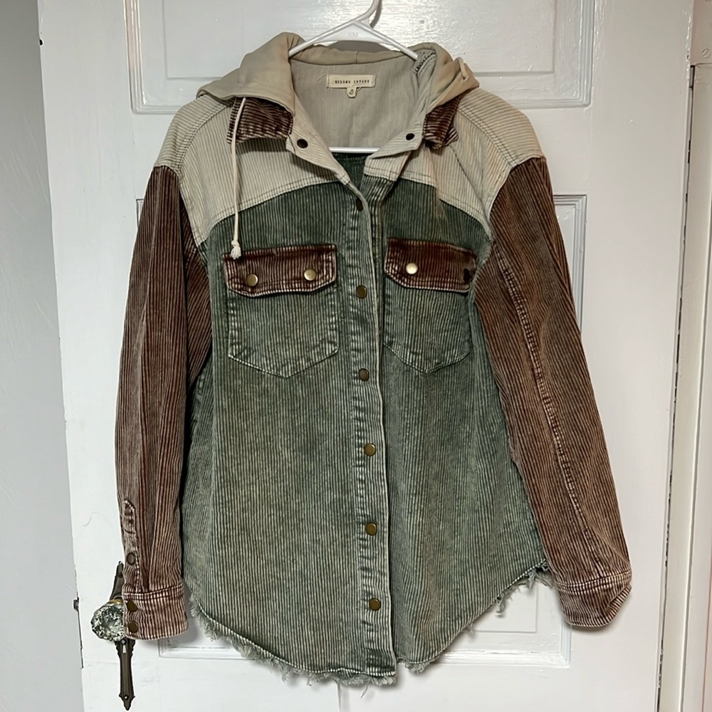 Gilded Intent Colorblock Corduroy Shacket - Picture 2 of 4